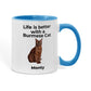 Burmese Cat Mug, Personalized Cat Name Coffee Cup, Life Is Better With a Burmese Cat Lover Gift, Color Accent Ceramic Mug for Cat Mom