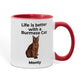 Burmese Cat Mug, Personalized Cat Name Coffee Cup, Life Is Better With a Burmese Cat Lover Gift, Color Accent Ceramic Mug for Cat Mom