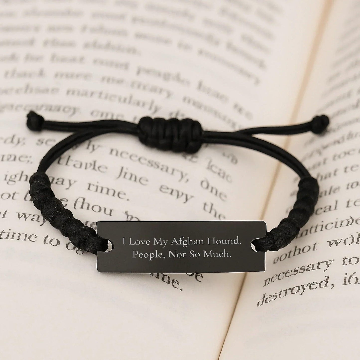 Funny Afghan Hound Dog Gifts for Men - Rope Bracelet Engraved Quote I Love My Afghan Hound People Not So Much Christmas Unique