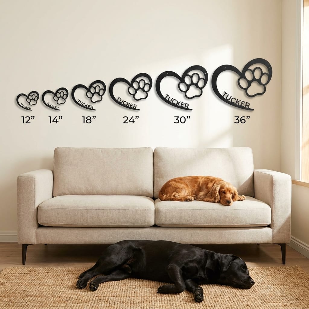Personalized Puppy Love Metal Wall Art – Custom Dog Paw Heart Sign – Pet Name Metal Decor – Dog Lover Gift – Indoor Outdoor Steel Sign
