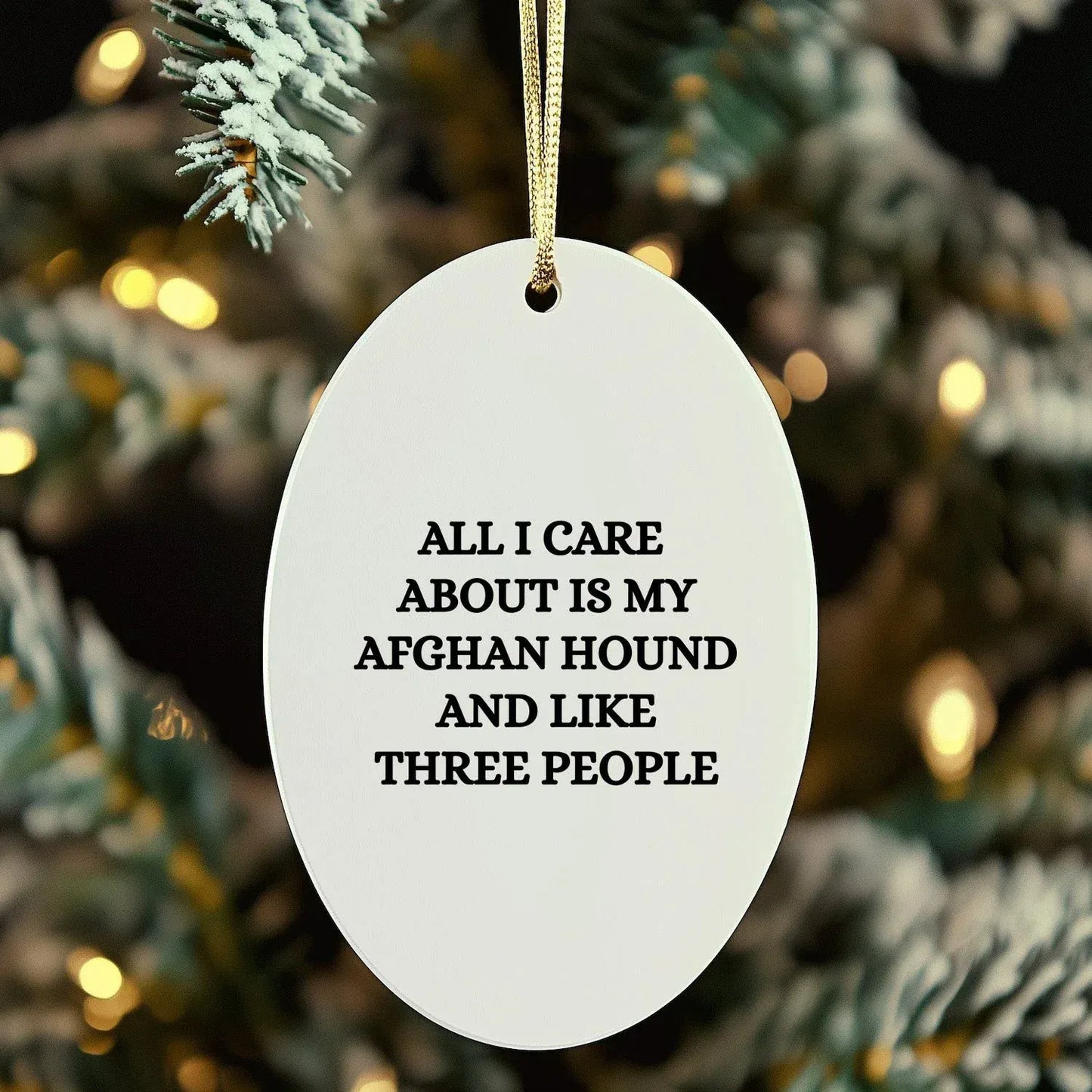 Funny Afghan Hound Dog Lover Gifts - Christmas Memorable Presents for Friends Who Say All I Care About are My Afghan Hound and Like Three People - Oval Ornament Decorations