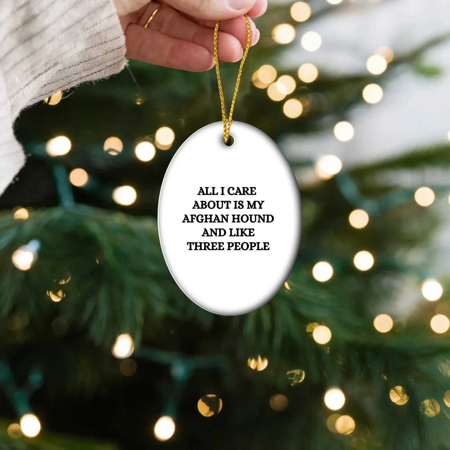 Funny Afghan Hound Dog Lover Gifts - Christmas Memorable Presents for Friends Who Say All I Care About are My Afghan Hound and Like Three People - Oval Ornament Decorations
