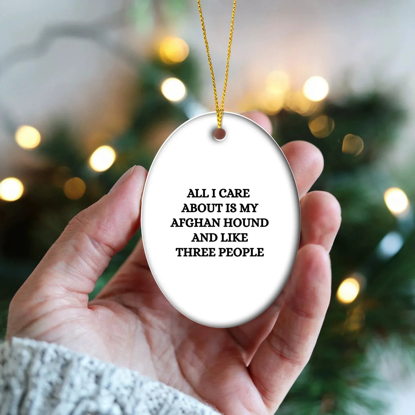 Funny Afghan Hound Dog Lover Gifts - Christmas Memorable Presents for Friends Who Say All I Care About are My Afghan Hound and Like Three People - Oval Ornament Decorations