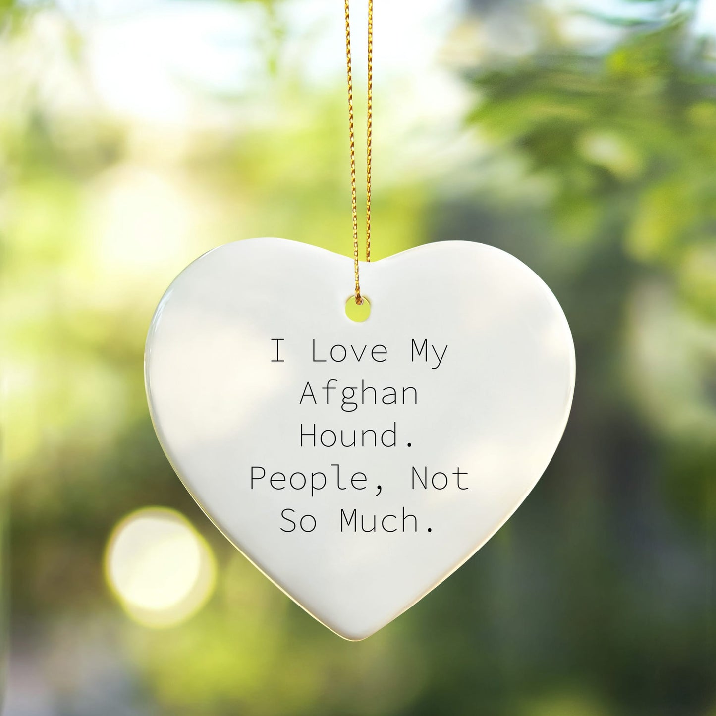 Funny Afghan Hound Dog Lover Gifts from Family, Christmas Unique Gifts for Friends, Heart Ornament with I Love My Afghan Hound People Not So Much Quote