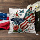 Patriotic Floral Butterfly Pillow – American Flag Butterfly Throw Pillow – Red White Blue Cottagecore Farmhouse Decor
