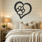 Puppy Love Metal Wall Art – Dog Paw Heart Metal Sign – Pet Lover Decor