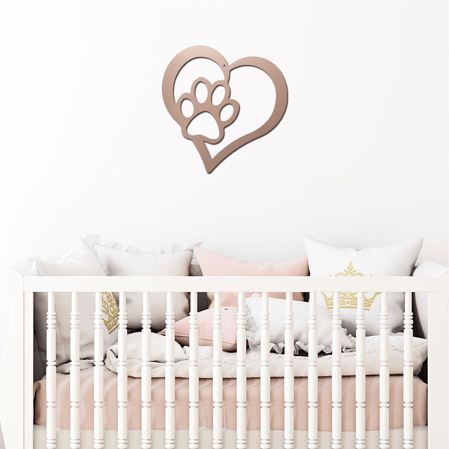 Puppy Love Metal Wall Art – Dog Paw Heart Metal Sign – Pet Lover Decor