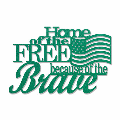 Patriotic Home of the Free Wall Art, American Flag Metal Sign, Rustic Farmhouse USA Decor, Military Tribute Wall Hanging Living Room Decor