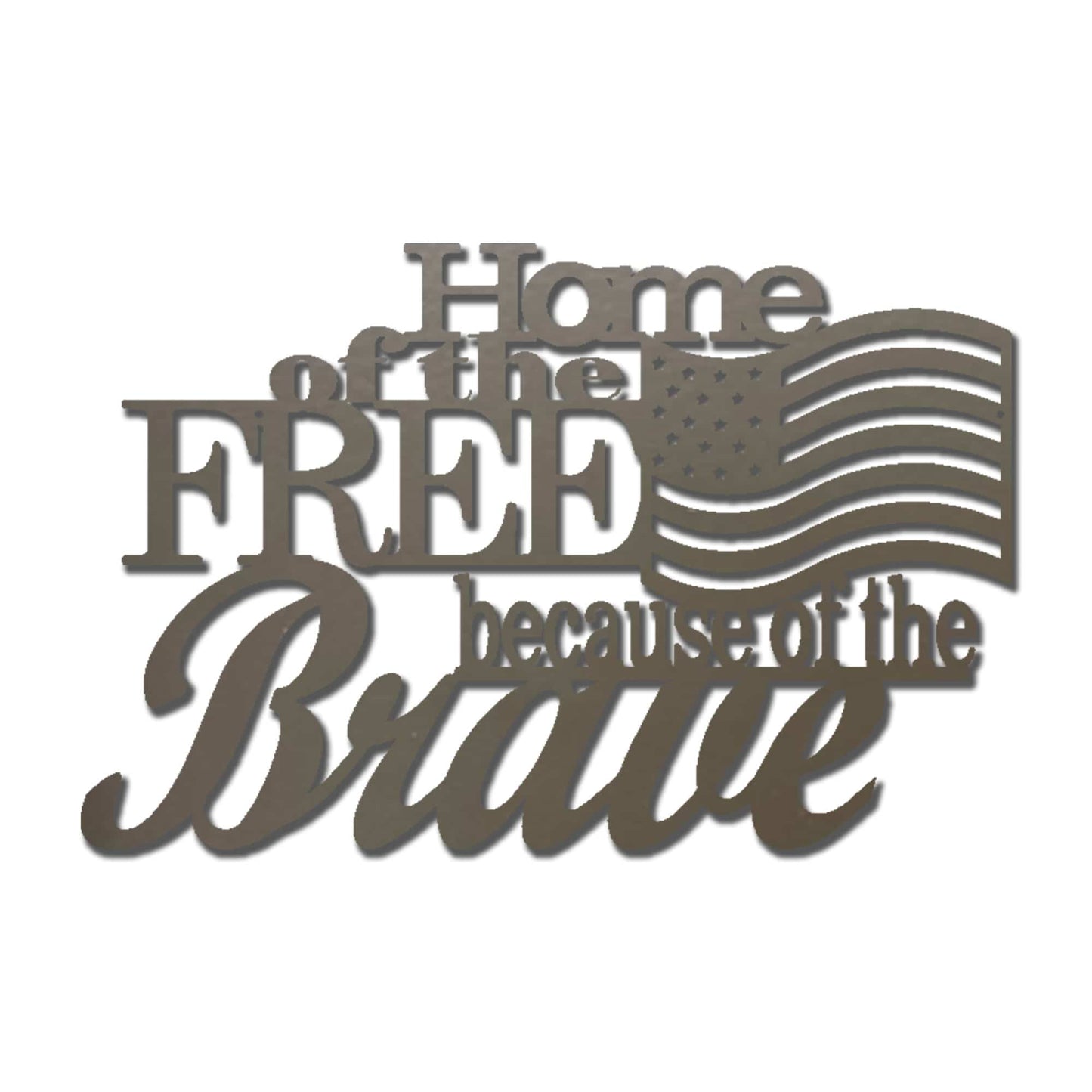 Patriotic Home of the Free Wall Art, American Flag Metal Sign, Rustic Farmhouse USA Decor, Military Tribute Wall Hanging Living Room Decor
