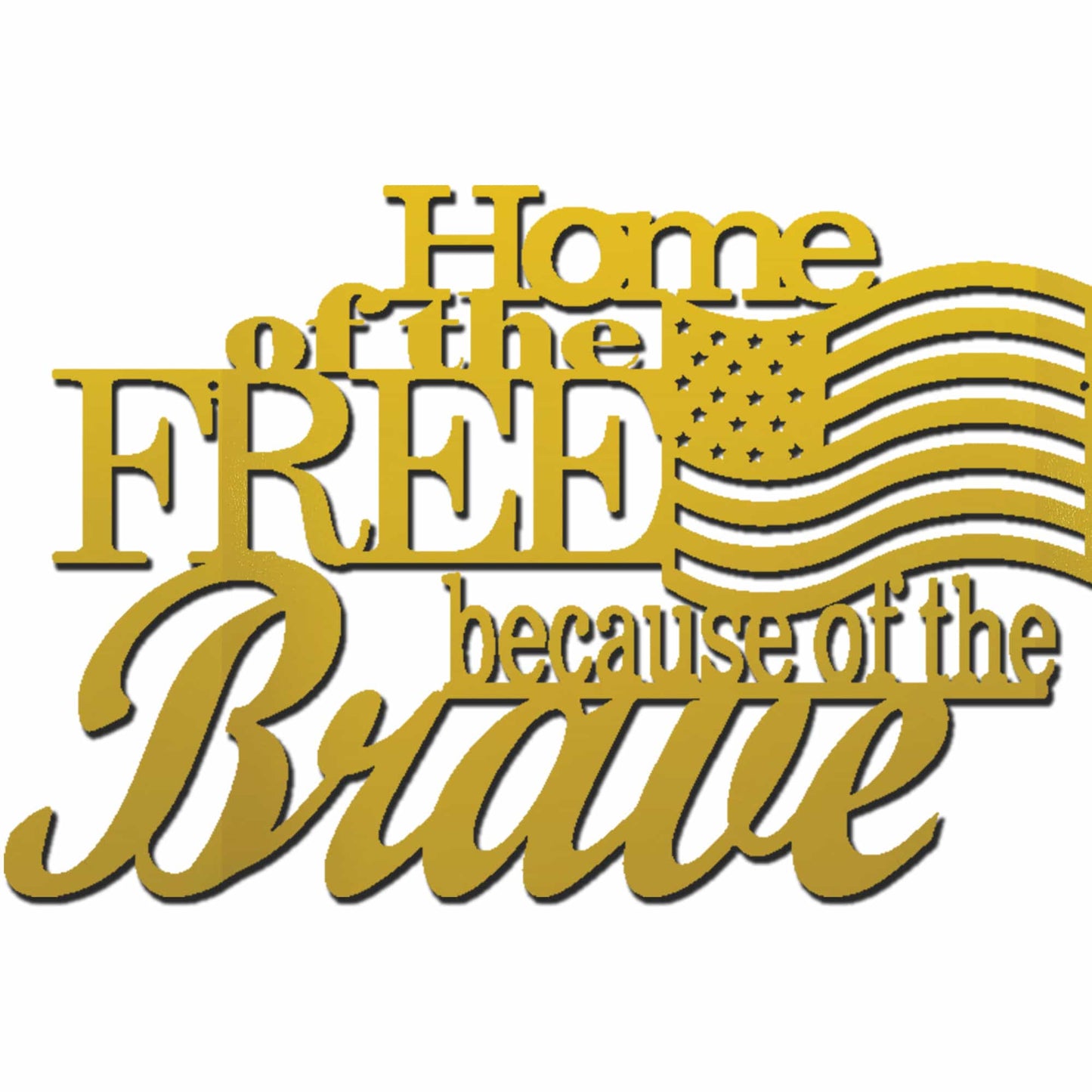 Patriotic Home of the Free Wall Art, American Flag Metal Sign, Rustic Farmhouse USA Decor, Military Tribute Wall Hanging Living Room Decor