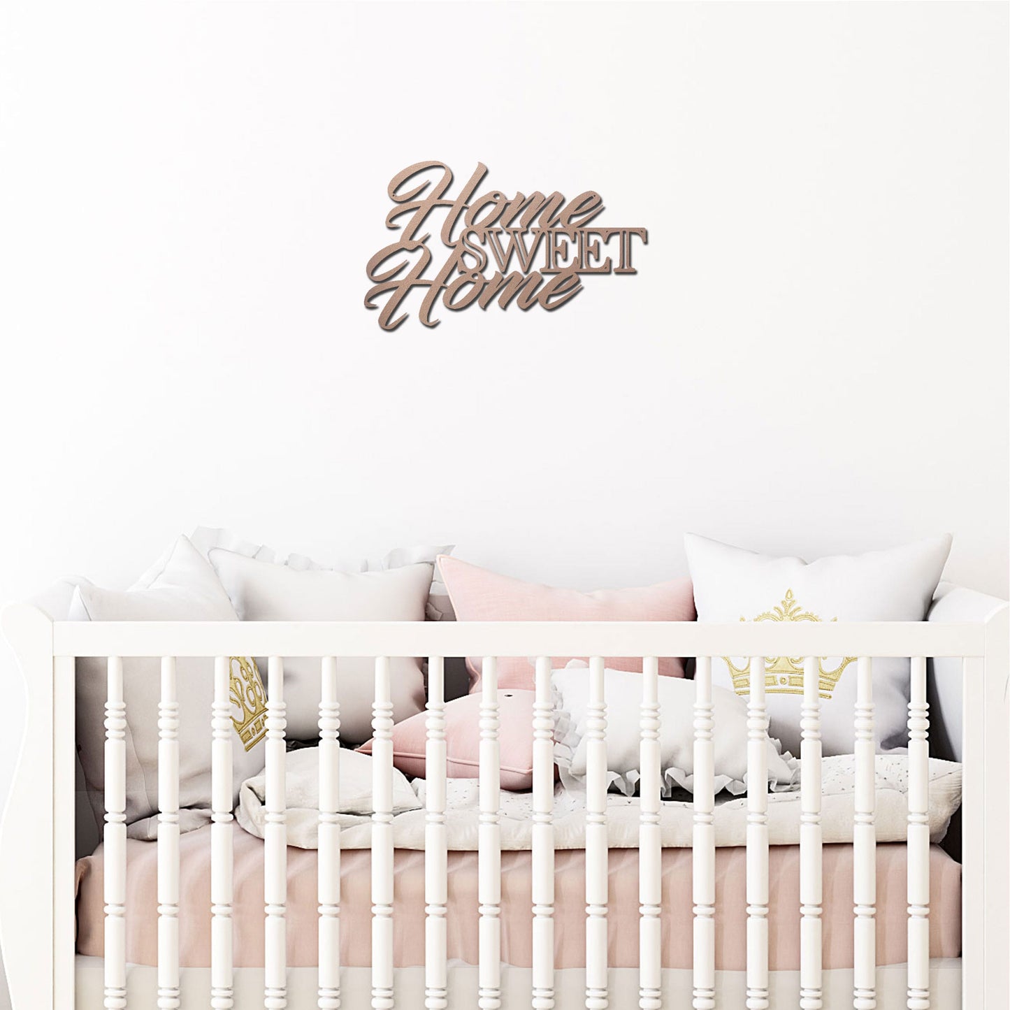 Home Sweet Home Steel Sign, Farmhouse Wall Decor, Script Wall Metal Art, Rustic Home Decor