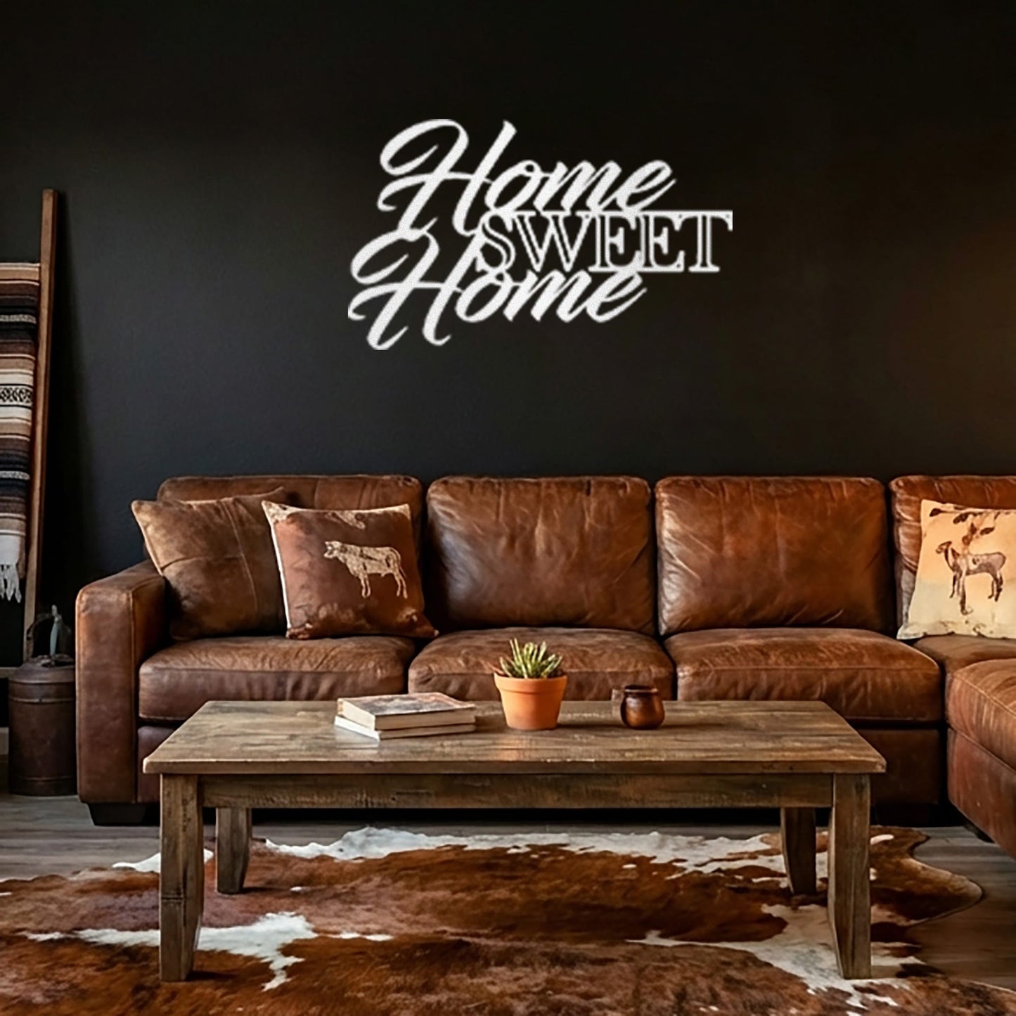 Home Sweet Home Steel Sign, Farmhouse Wall Decor, Script Wall Metal Art, Rustic Home Decor