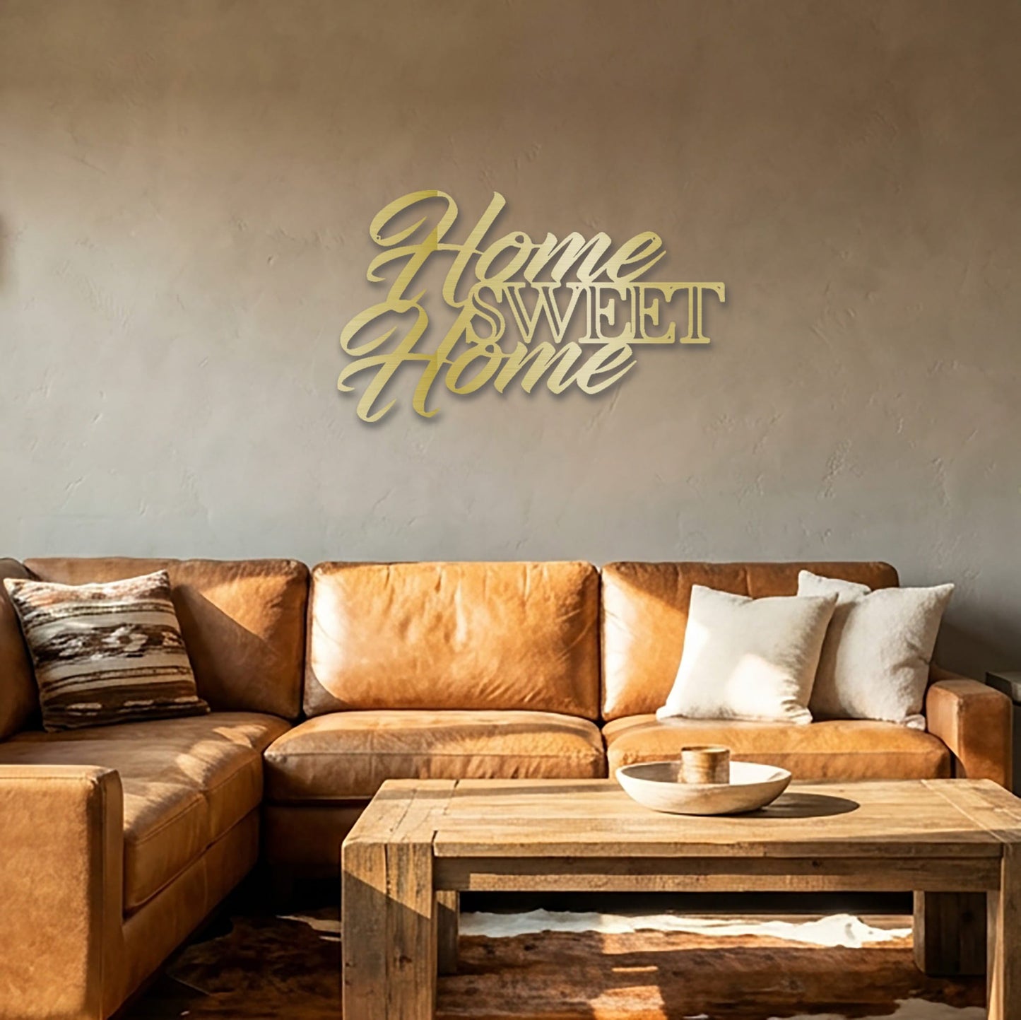 Home Sweet Home Steel Sign, Farmhouse Wall Decor, Script Wall Metal Art, Rustic Home Decor