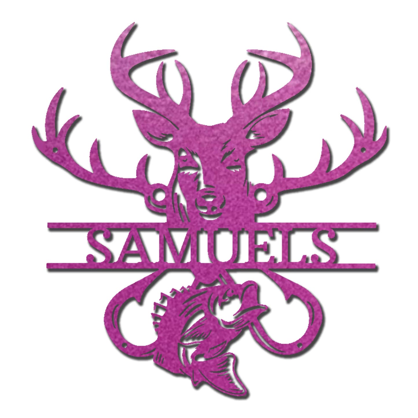 Personalized Outdoorsman Metal Wall Art Deer Hunting and Bass Fishing Sign Custom Name Rustic Cabin Decor Hunter Fisherman Gift
