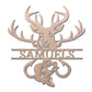 Personalized Outdoorsman Metal Wall Art Deer Hunting and Bass Fishing Sign Custom Name Rustic Cabin Decor Hunter Fisherman Gift