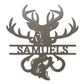 Personalized Outdoorsman Metal Wall Art Deer Hunting and Bass Fishing Sign Custom Name Rustic Cabin Decor Hunter Fisherman Gift