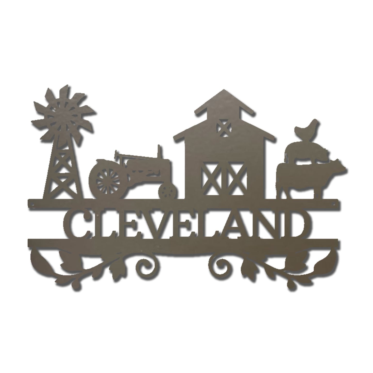 Personalized Farm Metal Wall Art Custom Family Name Sign Barn Windmill Tractor Cow Rooster Steel Decor Farmhouse Outdoor Sign