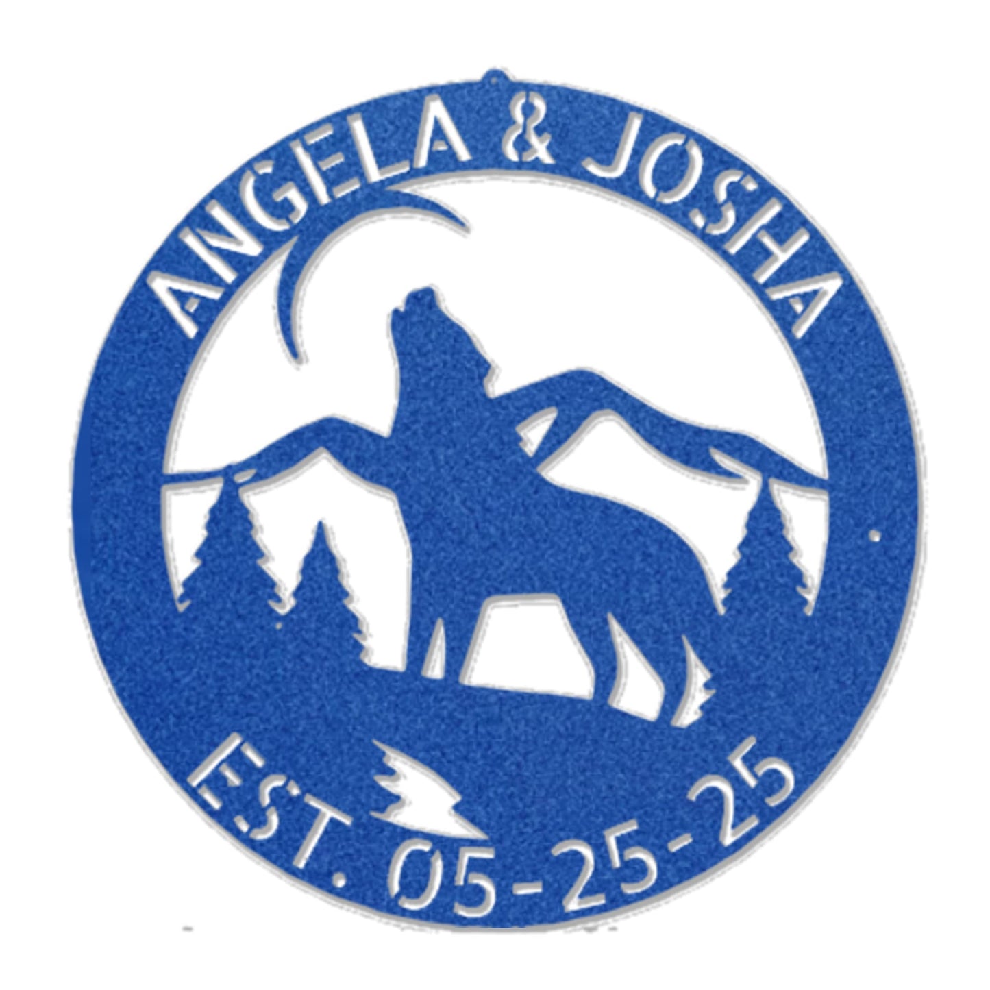 Howling Wolf Monogram Custom Indoor Outdoor Steel Wall Sign Art