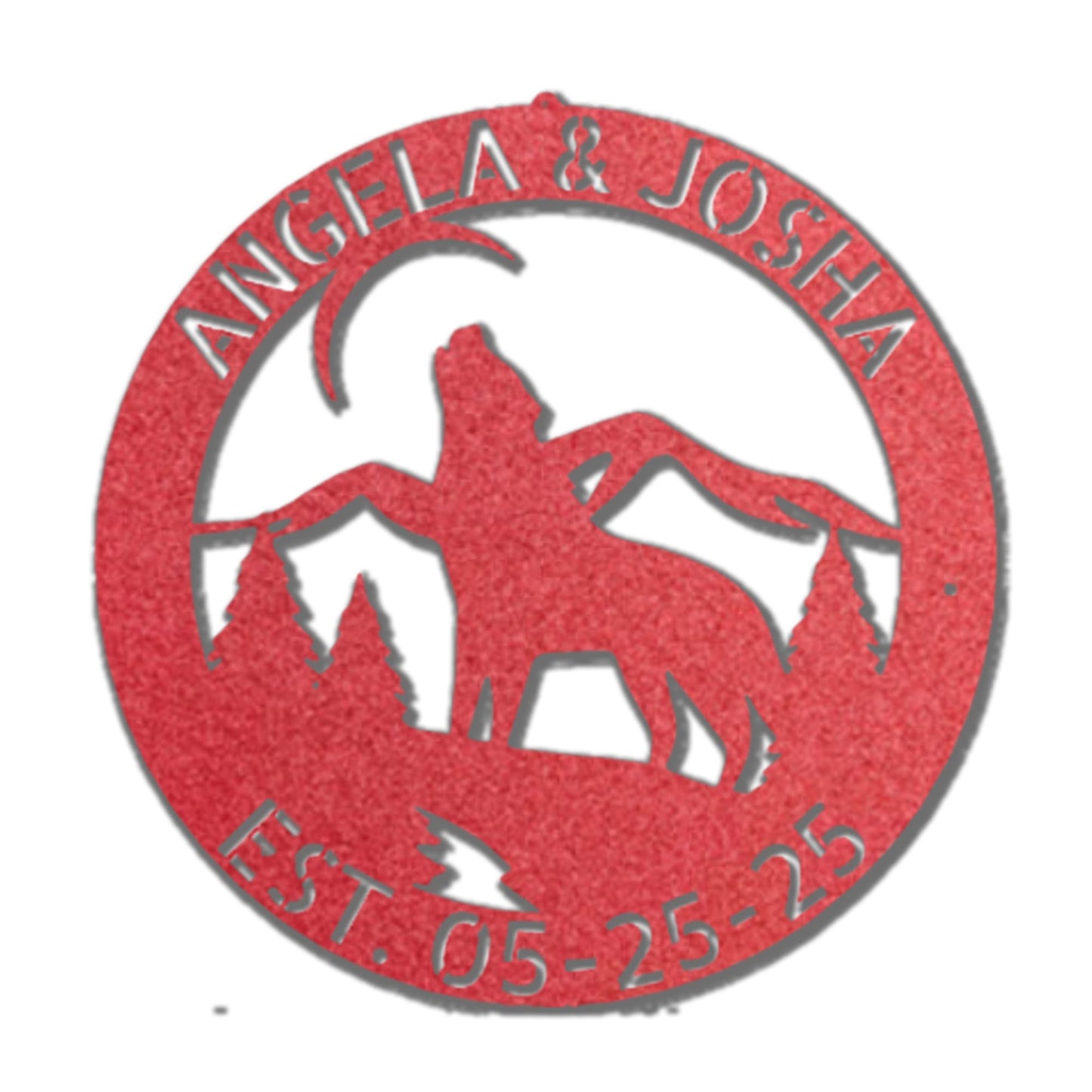 Howling Wolf Monogram Custom Indoor Outdoor Steel Wall Sign Art