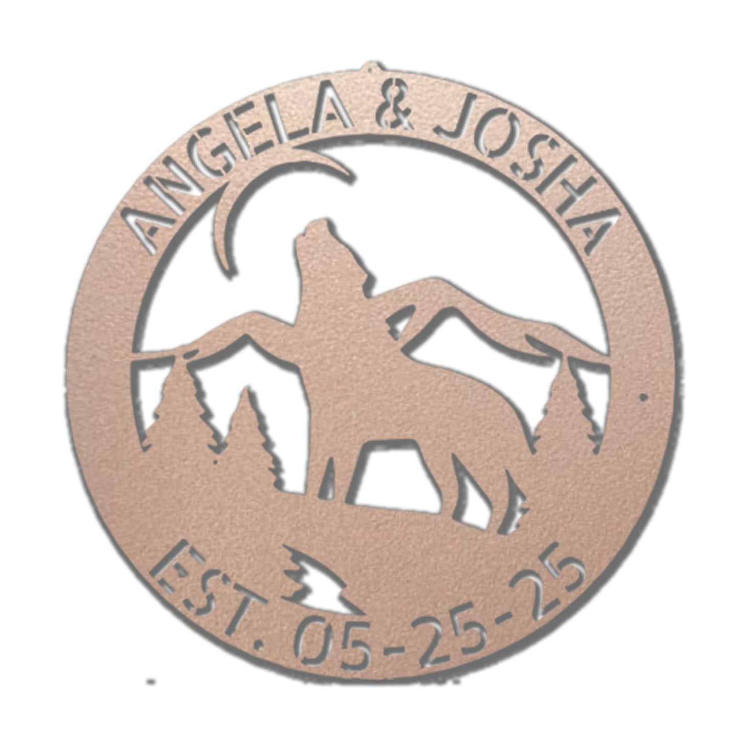 Howling Wolf Monogram Custom Indoor Outdoor Steel Wall Sign Art