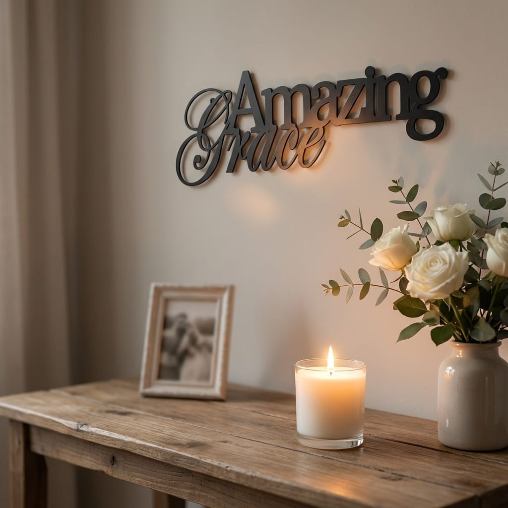 Amazing Grace Metal Wall Art Sign – Christian Steel Scripture Decor