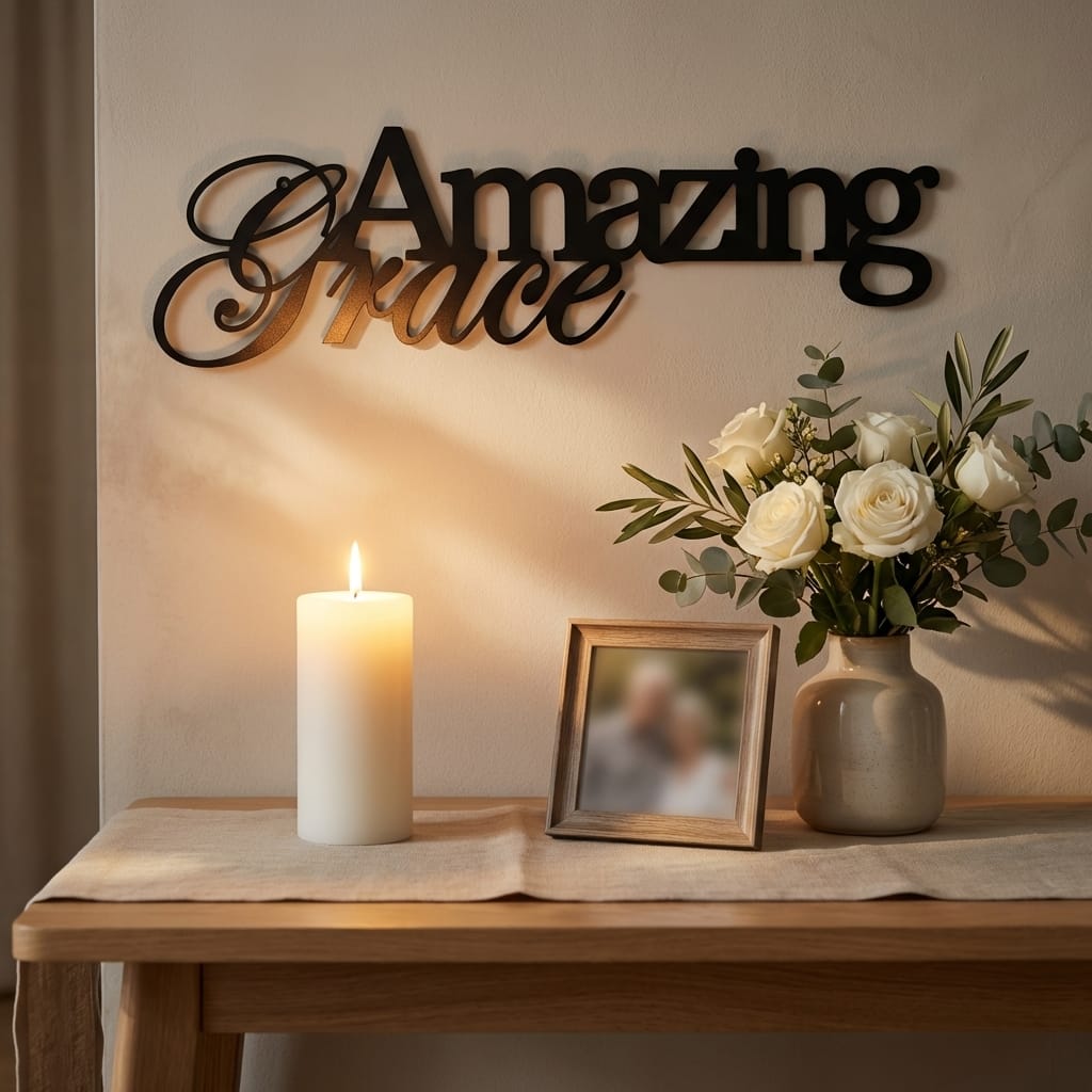 Amazing Grace Metal Wall Art Sign – Christian Steel Scripture Decor