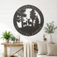 Personalized Deer Scene Metal Sign – Custom Last Name Wall Art – Rustic Cabin Forest Decor Gift
