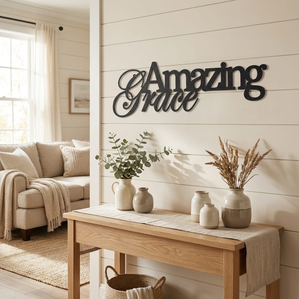 Amazing Grace Metal Wall Art Sign – Christian Steel Scripture Decor