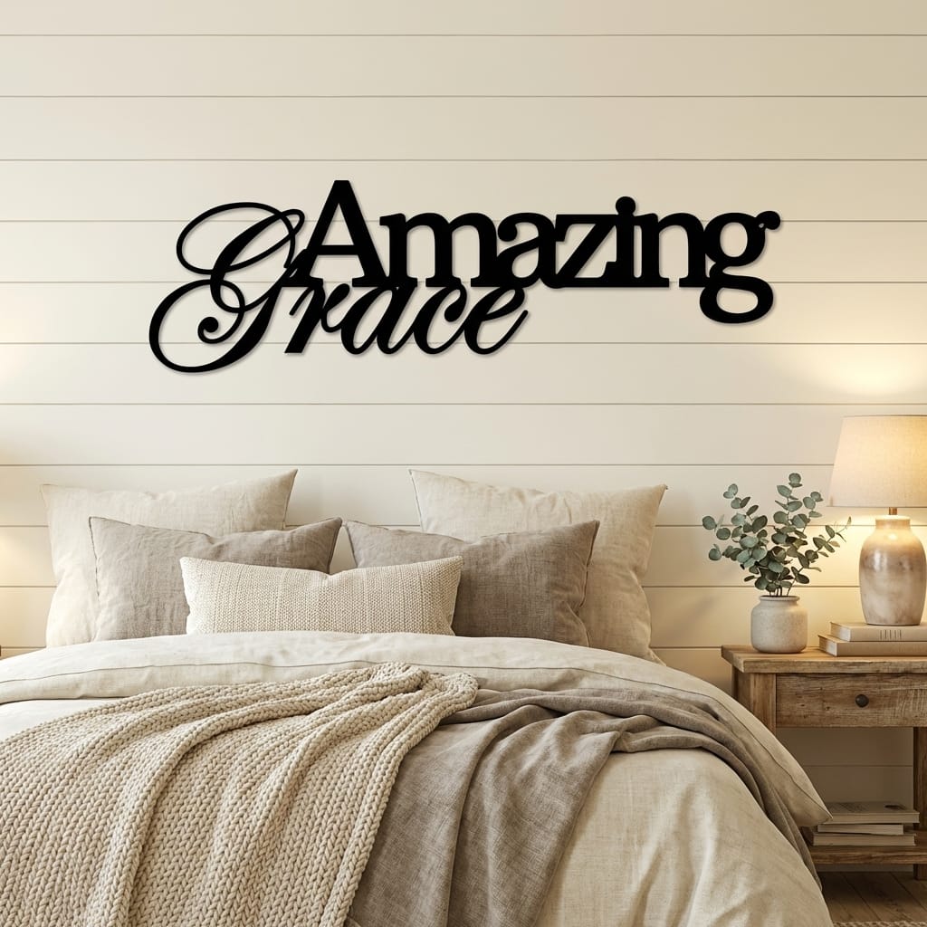 Amazing Grace Metal Wall Art Sign – Christian Steel Scripture Decor