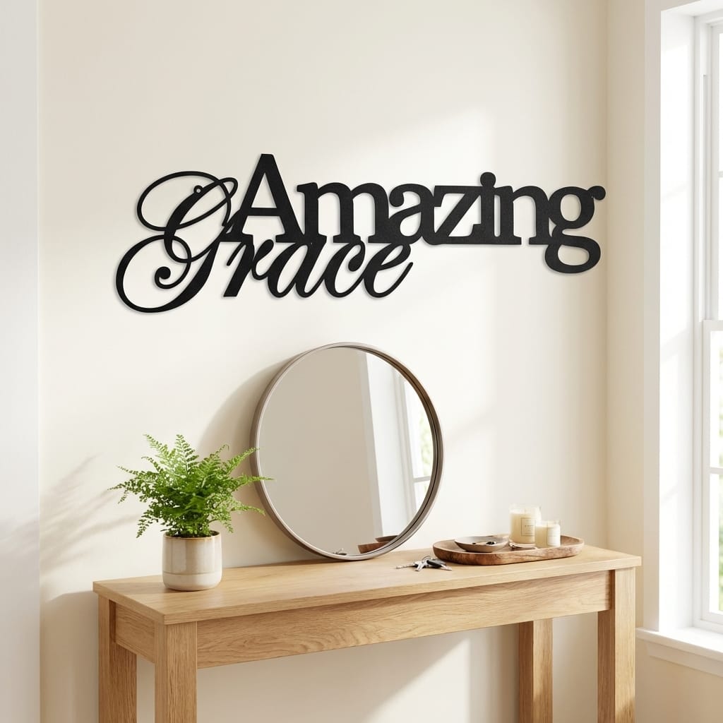 Amazing Grace Metal Wall Art Sign – Christian Steel Scripture Decor