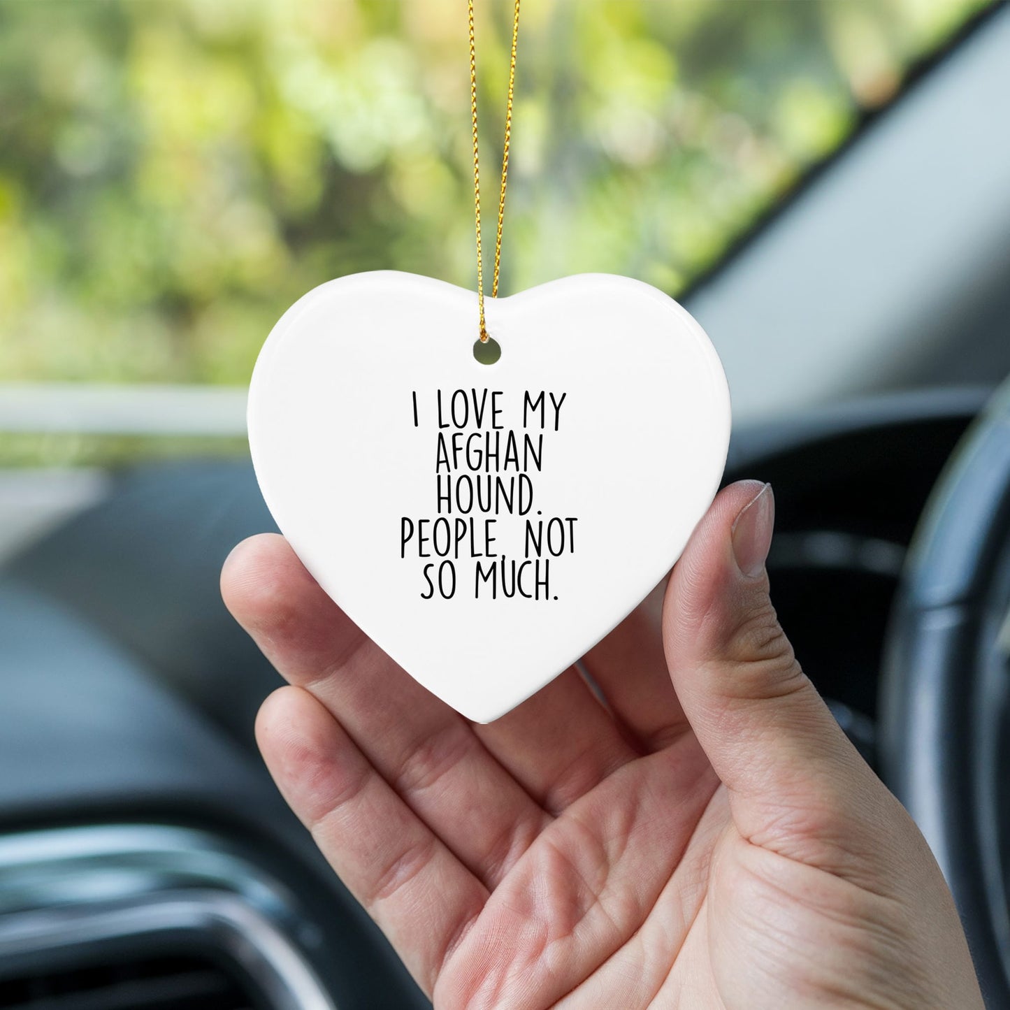 Funny Afghan Hound Dog Christmas Unique Gifts from Family, Gifts for Afghan Hound Dog Lover, Heart Ornament, 'I Love My Afghan Hound. People, Not So Much.' Quote