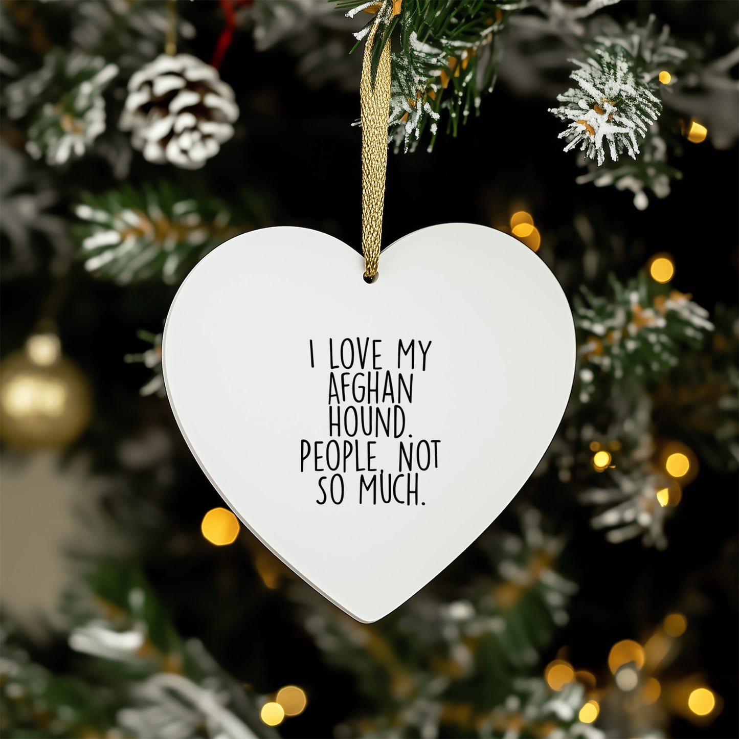 Funny Afghan Hound Dog Christmas Unique Gifts from Family, Gifts for Afghan Hound Dog Lover, Heart Ornament, 'I Love My Afghan Hound. People, Not So Much.' Quote