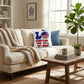 Patriotic Love Pillow, USA Flag Sunflower Throw Pillow, Indoor Outdoor Polyester Cushion, 4th of July Home Decor, American Flag Accent Pillow
