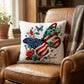 Patriotic Floral Butterfly Pillow – American Flag Butterfly Throw Pillow – Red White Blue Cottagecore Farmhouse Decor
