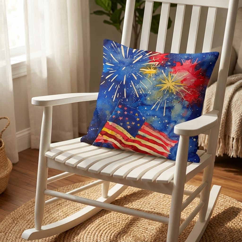 Fireworks Flag and Freedom Patriotic Indoor-Outdoor Home Decor Pillow