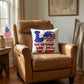 Patriotic Love Pillow, USA Flag Sunflower Throw Pillow, Indoor Outdoor Polyester Cushion, 4th of July Home Decor, American Flag Accent Pillow