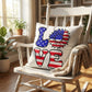 Patriotic Love Pillow, USA Flag Sunflower Throw Pillow, Indoor Outdoor Polyester Cushion, 4th of July Home Decor, American Flag Accent Pillow