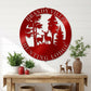 Personalized Deer Scene Metal Sign – Custom Last Name Wall Art – Rustic Cabin Forest Decor Gift