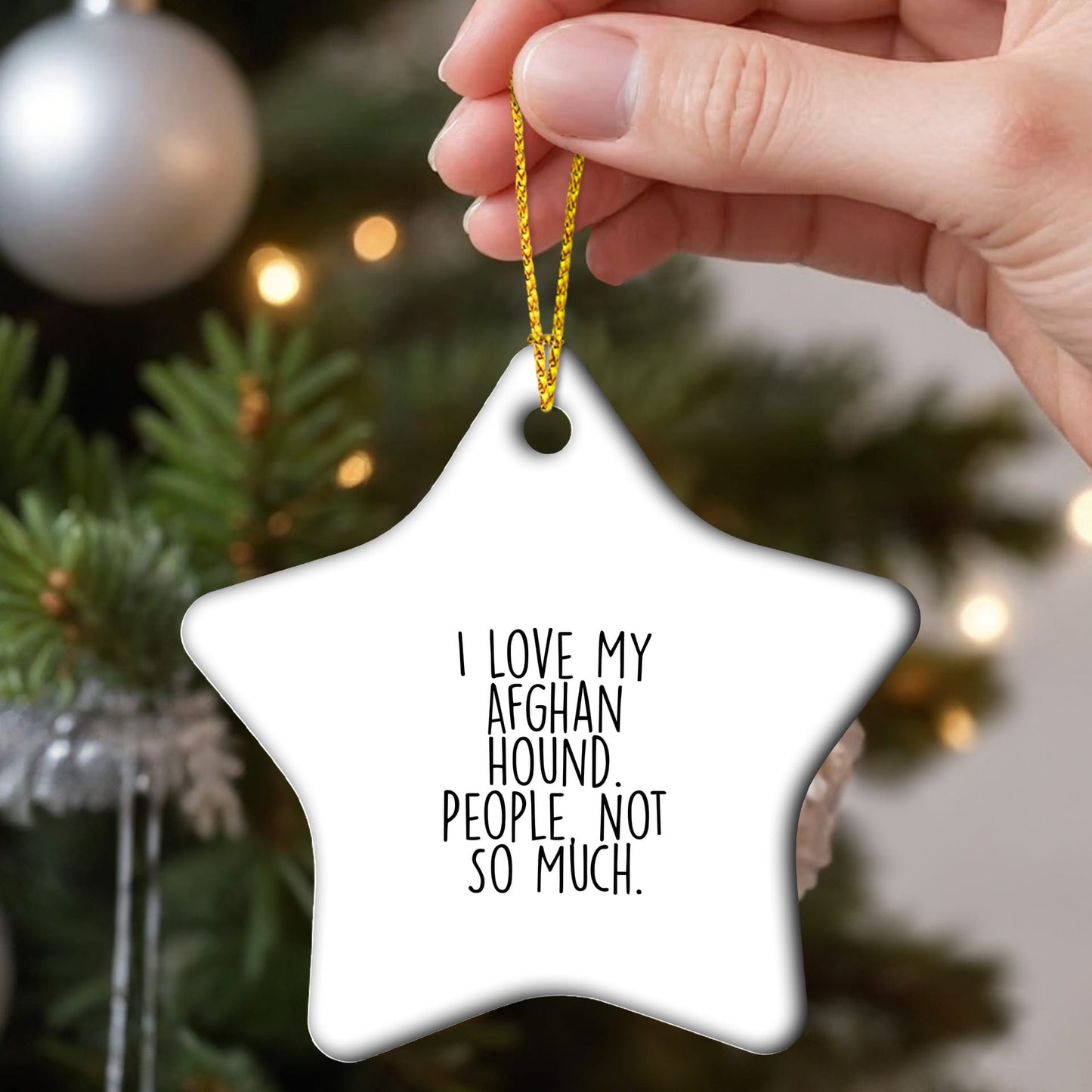Afghan Hound Dog Star Ornament, Funny Quote, White Star Shaped, Gifts for Dog Lovers, Christmas Unique Gift from Friends and Family