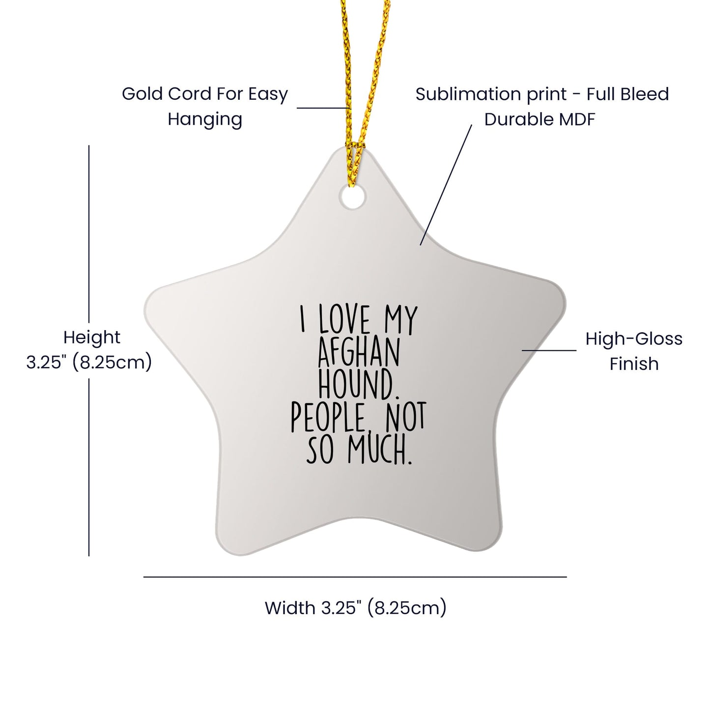 Afghan Hound Dog Star Ornament, Funny Quote, White Star Shaped, Gifts for Dog Lovers, Christmas Unique Gift from Friends and Family