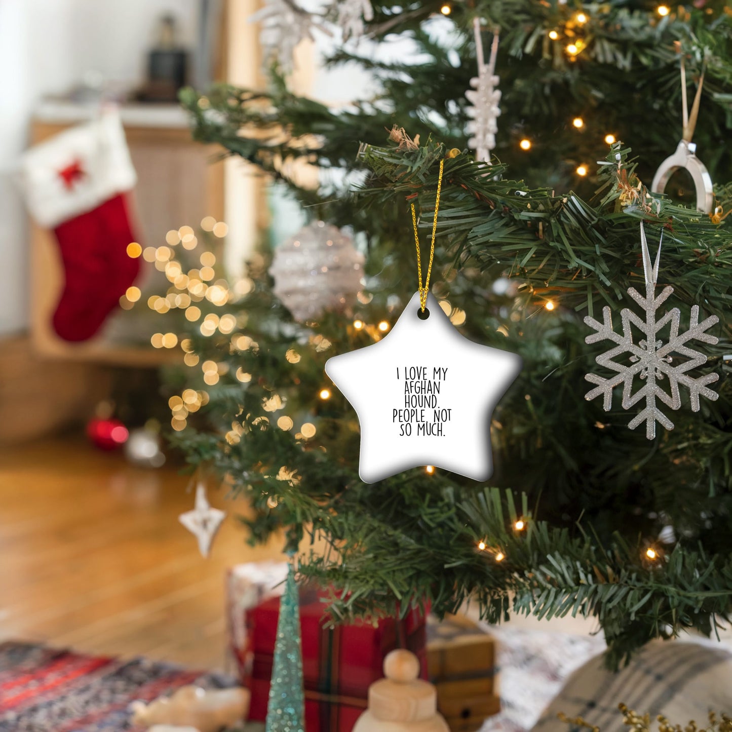Afghan Hound Dog Star Ornament, Funny Quote, White Star Shaped, Gifts for Dog Lovers, Christmas Unique Gift from Friends and Family