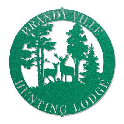 Personalized Hunting Lodge Metal Wall Art – Custom Deer Sign for Cabin, Man Cave & Outdoor Decor
