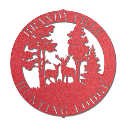 Personalized Hunting Lodge Metal Wall Art – Custom Deer Sign for Cabin, Man Cave & Outdoor Decor