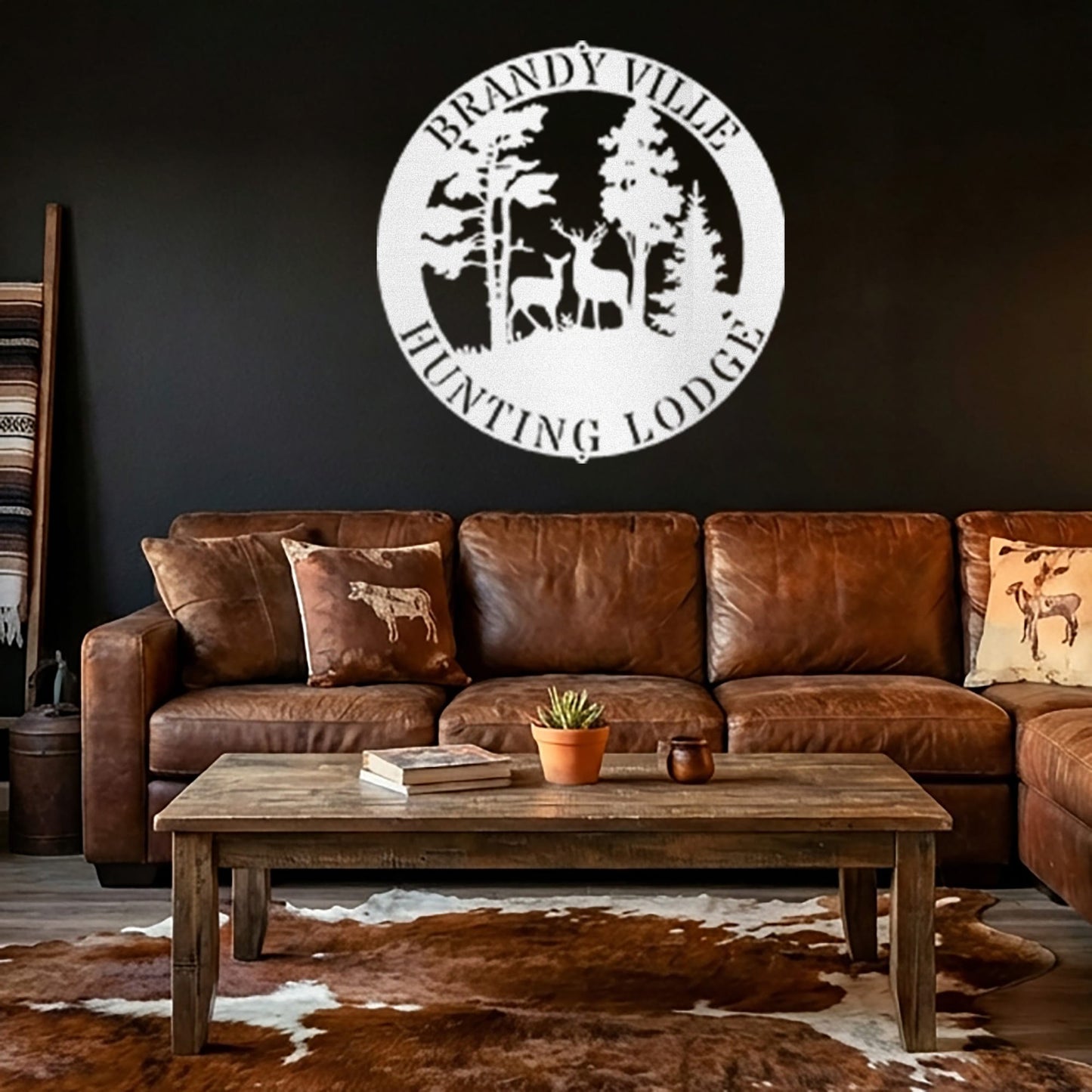 Personalized Hunting Lodge Metal Wall Art – Custom Deer Sign for Cabin, Man Cave & Outdoor Decor
