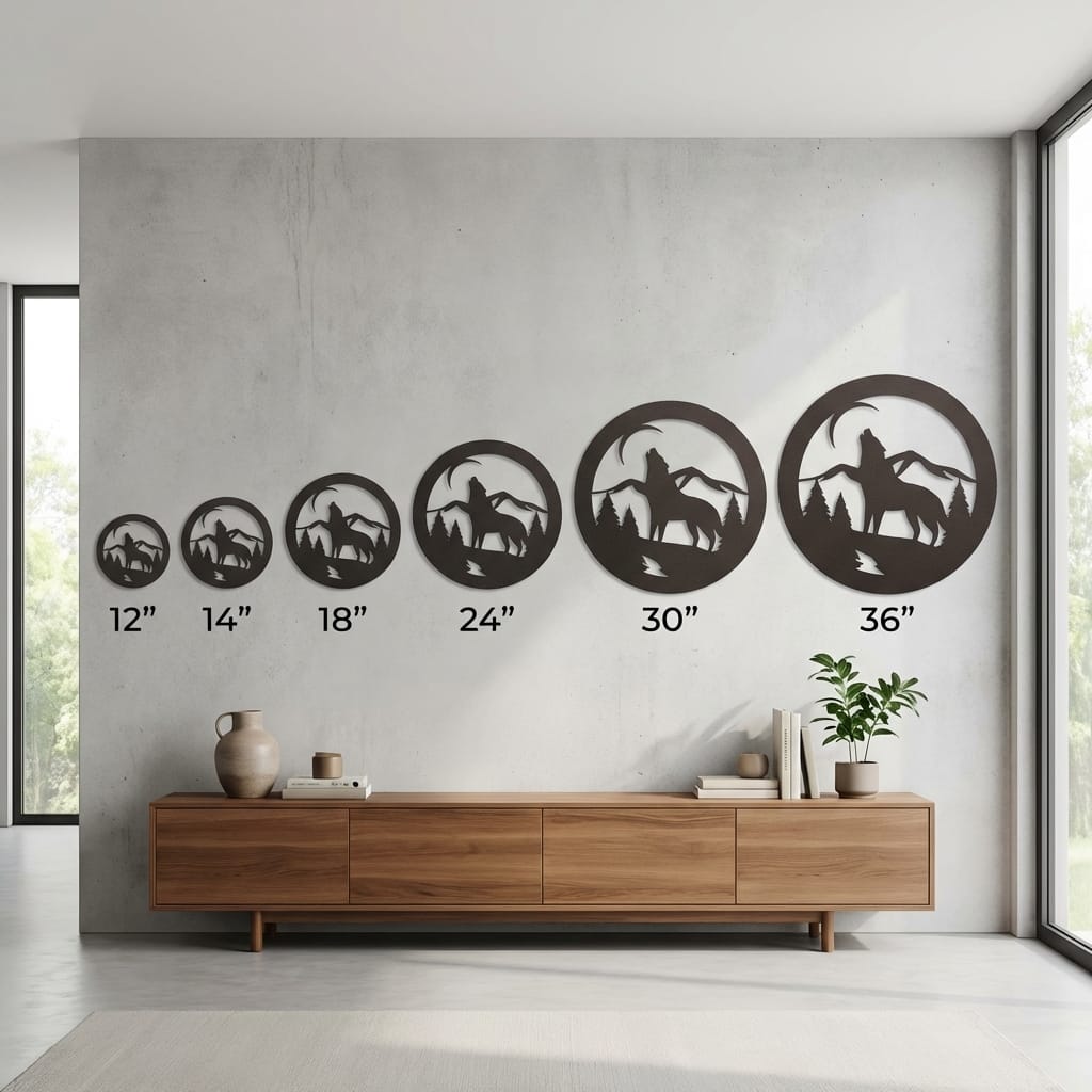 Howling Wolf Monogram Custom Indoor Outdoor Steel Wall Sign Art