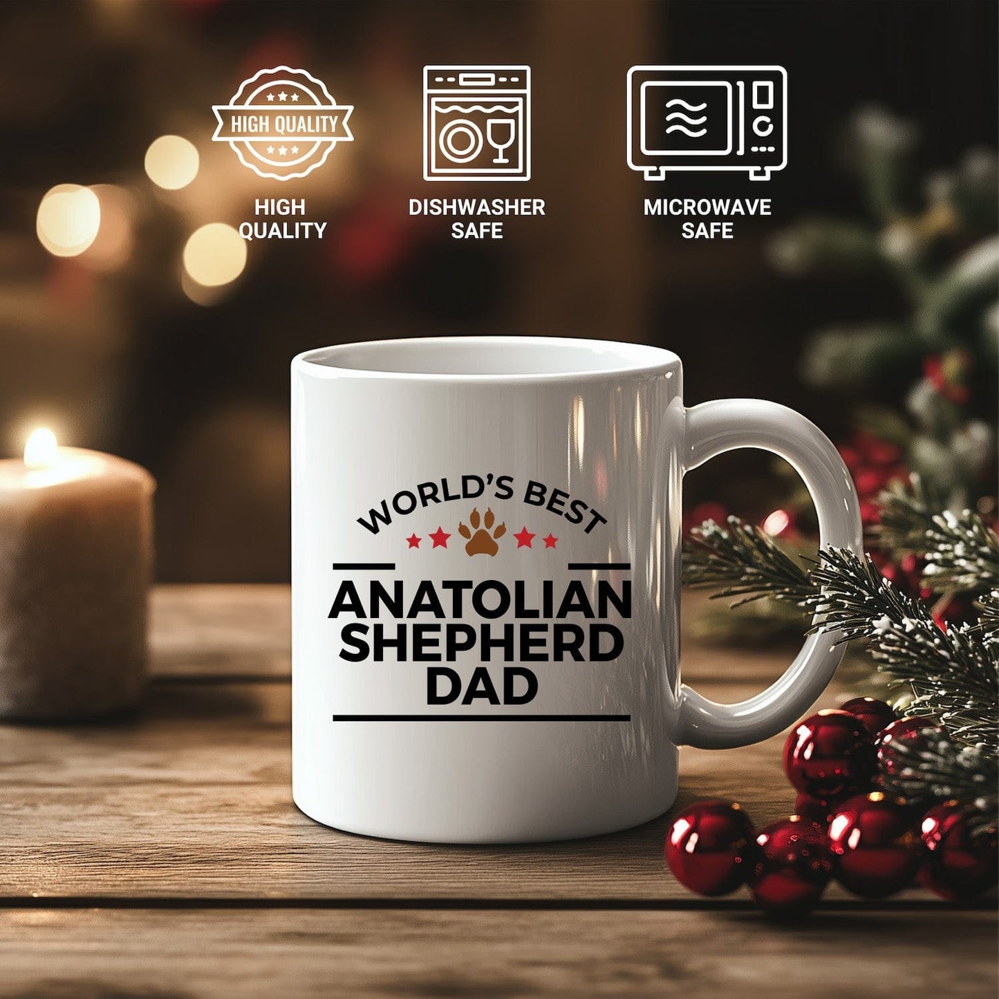 Anatolian Shepherd World's Best Best Dog Dad Ceramic Coffee Mug