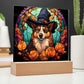 Halloween Dog Portrait Stained Glass Affect Acrylic Plaque