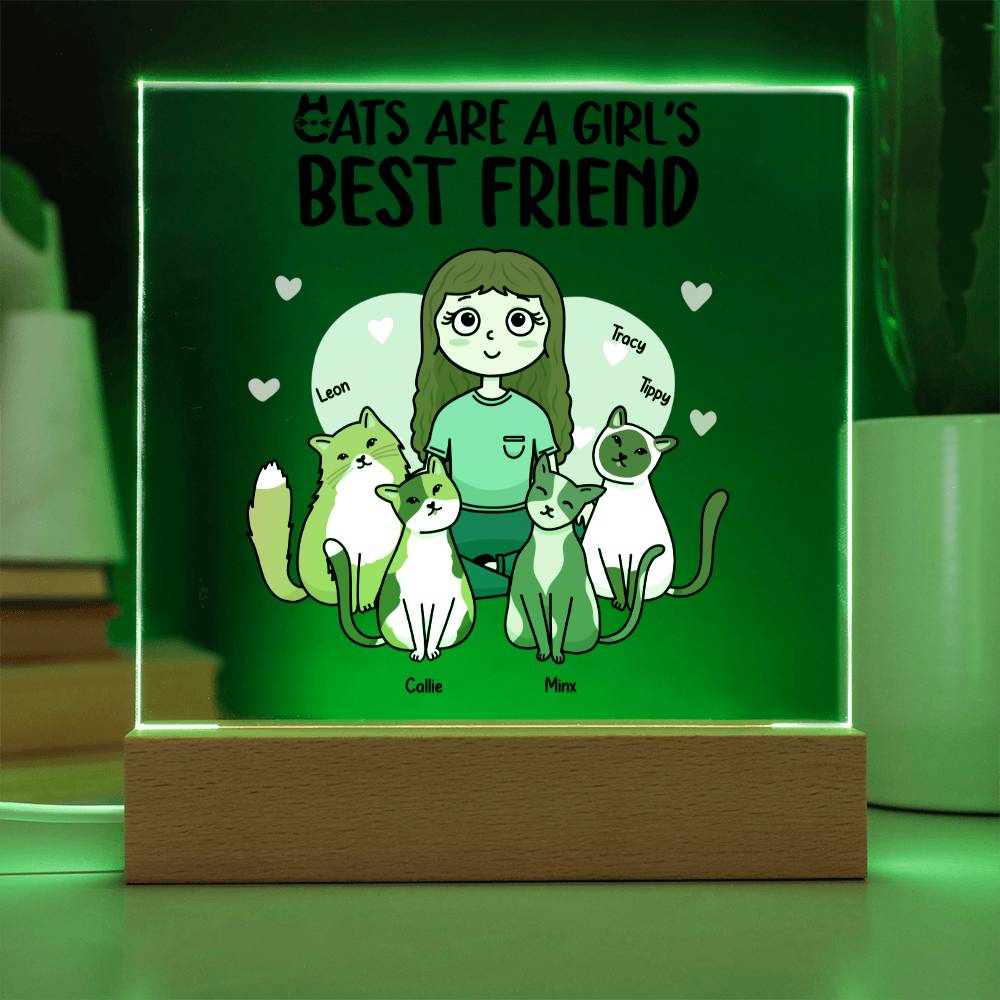 Cats are a Girl's Best Friend Personalized Acrylic Plaque Gift for Cat Lover