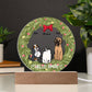 Pet Christmas Wreath Portrait Personalized Round Acrylic Plaque