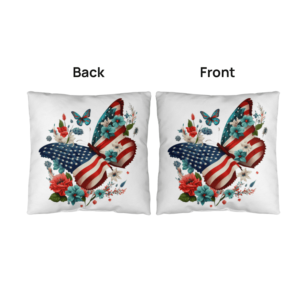 Patriotic USA Flag Butterfly Throw Pillow Home Decor